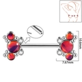 Stainless steel nipple ring with orange opal and white zircon sunflower shield detail - 1.6x14mm (Threadless) / Style 9-Purple Glitter