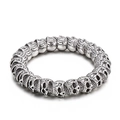 Vintage punk skull bracelet in retro distressed silver steel for men's street style - Full Metal Skull Style (KB143398-Z)