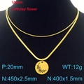 Collana a doppio strato in acciaio inossidabile dorato con ciondolo fiore di marzo - Marzo Fiore di Ciliegio (Oro)