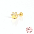 Golden S925 sterling silver dog paw stud earring with sparkling cubic zirconia crystals - #1 Paw Print (Single) / Gold