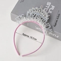 Pink birthday crown headband with silver rhinestones and white lace trim detail - Pink Crown Pearl ITS MY BIRTHDAY Headband