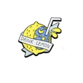 Emaille-Anstecknadel mit Zitronen-Drink, Sternenhimmel-Design und Drink Lemon Schriftzug - Zitronengetränk (CC756)