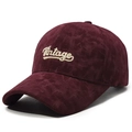 Berretto da baseball in velluto a coste rosso scuro con ricamo Vintage bianco chic - Regolabile / Rosso