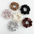 Set of six satin silk scrunchies in champagne, black, pink, beige, silver, and brown tones - Set of 6 / Classic 6 Colors Style B