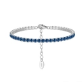 S925 sterling silver tennis bracelet with sapphire blue round-cut zircon stones - Machine-made Tennis Chain 3mm Blue Zirconium Electroplated White Gold Approx. 4.67g.