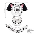 Dalmatian spotted dog costume set including plush ears headband, nose, bowtie, and long tail - Double Black Ear Spotted / 4-Piece Set