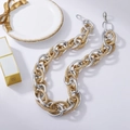 Übertriebene klobige Panzerkette mit gemischten Gold- und Silber-Metallgliedern im Design - Gold Silber gemischt matt & glänzend Kette