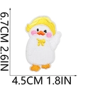 Cute white duck embroidery patch with yellow bow tie and 6.7cm height measurement - No. 9 (Wig Bow Tie Duck)