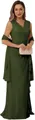 Elegant dark green V-neck chiffon plus size mother of the bride dress with ruffled hem - US size 2 / Top And Bottom / Army Green