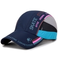 Navy blue quick-dry sun hat with breathable mesh panels and skate style graphics - Adjustable / Upgraded Navy