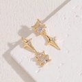 Elegant 14K gold plated drop earrings featuring square zircon and star charms - Star Zircon / Gold