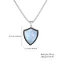 Collana a scudo esagonale in argento con pietra blu e dettagli neri in acciaio al titanio - Collana a Catena con Perle in Agata Nera (Stile Lapis Scudo)