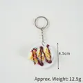 Realistic waffle dessert keychain with chocolate sauce and sprinkles, weight 12.5g - Chocolate Sauce Decor / Three Pieces Beige Waffle