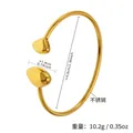 Detailansicht der 18k vergoldeten Edelstahlmanschette mit polierten Wassertropfenenden - Wassertropfen-Ende Elastischer Stil (Z417-Gold Hohl Elastischer Armreif) / Gold