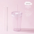 450ml clear Tritan straw cup in pale pink with a matching straw and a cleaning brush - 450ml / White - Clear Straw