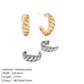 Polished stainless steel twist hoop earrings available in gold and silver finishes - Croissant Spiral Style (YE35964) / Stainless Steel Silver