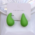 Minimalist grass green acrylic teardrop earrings featuring a chubby waterdrop design - Green