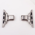 Silver stainless steel adapter for Apple Watch straps with black rubber anti-slip pads - For Apple Watch 38mm-41mm-14mm Interface