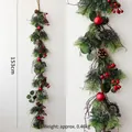 Artificial Christmas garland with pine needles and red berries, length 153cm, weight 0.46kg - 153cm Ice Crystal Rattan