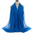 Detail of royal blue chiffon shawl showing lightweight fabric and neat edge stitching - Royal Blue Style (YW016-54#)