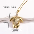 Detailed size specifications for the gold turtle pendant necklace with crystal inlay - Gold Large Turtle Zirconia Inlaid (Style 5 Gold)