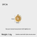 Macro view of gold stainless steel oval cubic zirconia pendant with 12x10mm dimensions - DFC36-Rectangle Zircon