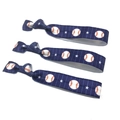 Navy blue elastic softball hair ties with stars and baseball print patterns in 3-pack - Navy Baseball Stars