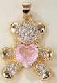 Colgante de osito dorado con circonitas rosas para collares y correas de móvil DIY - 2# Oso de Peluche
