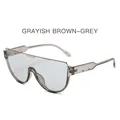 Gafas de sol de aviador estilo pantalla con montura marrón grisáceo y lentes grises unisex - Montura Gris Translúcida Lentes Gris Claro