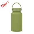 650ml olive green matte stainless steel sports vacuum flask with portable handle - Matcha Green (New)