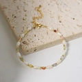 Elegant 18k gold plated bracelet with natural pearls and colorful faceted round beads - Multi-colored Rhinestone Decoration / Natural Pearl Colorful Crystal Bracelet