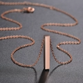Polished rose gold bar pendant necklace with minimalist vertical pillar on gray surface - O-Chain 50CM / Rose Gold