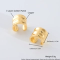 18k gold plated copper ear cuffs with micro-set zircon in a minimalist design - Gold Plated Wide Ear Cuff EL04-2