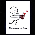 Reddish-brown heart-shaped crystal stone on an 'Arrow of Love' gift card with stars - Mahogany Obsidian