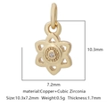 Golden six-petal flower pendant with cubic zirconia inlay for DIY jewelry design - White Zirconia Style 5 / Gold
