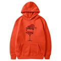 Bright orange Christmas hoodie with festive wine glass graphic and kangaroo pocket - S / Tops / Bright Orange - Rhinestone Christmas Wine Glass (45)