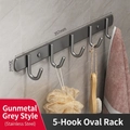 Appendiabiti da parete in acciaio inox grigio canna di fucile con 5 ganci bagno - 35.7cm / 5 Ganci - Grigio Canna di Fucile