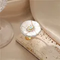 Vintage flower ring with purple amethyst and devil eye detail in gold finish - K-0614 Shell Flower Open Ring