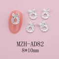 Detail of 8x10mm silver butterfly bow nail charms with sparkling diamond texture - Silver Bow Wreath (AD82)