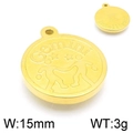 Golden Gemini zodiac pendant necklace in stainless steel with 15mm round charm - Gemini / Gold