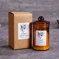 Handmade Eucalyptus scented soy candle in amber glass jar with matching kraft paper box - Eucalyptus