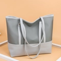 Minimalist large capacity Oxford tote bag in two-tone grey with dual shoulder straps - Gray