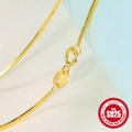 Classic S925 sterling silver gold-plated snake bone chain necklace with secure clasp - Gold Square Snake Chain