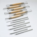 14-piece clay sculpting tool set with wooden handles and metal wire tips for pottery DIY - 14-piece Clay Tool Set