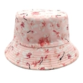 Detail of pink floral bucket hat with white flower print and reinforced brim stitching - M (56-58cm) / Light Pink