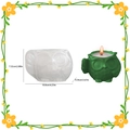 White silicone owl mold with green candle finish showing 7.32cm height dimensions - Owl Candle Cup 002