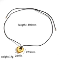 Pendentif cœur doré sur cordon noir avec spécification de longueur 890mm et de poids - Cœur Plein-Or (TN3659-G)