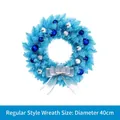 Blauer Weihnachtskranz mit Deko-Kugeln und silberner Schleife, 40cm Durchmesser Variante - Standard / 40cm Blauer Spitzer Kranz
