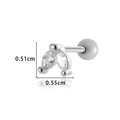 Zilveren marquise oorknopje met heldere steentjes en schroefsluiting, 0,51 x 0,55 cm - Zilver Wit