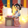 Ancient style Chinese lady night light ornament with resin pipa player and lantern - Night Light Music